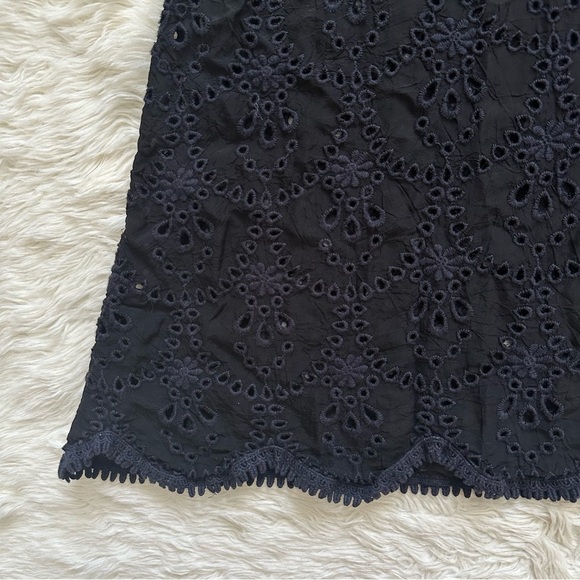 Johnny Was Top Eyelet Sleeveless Tunic Sheer See-Through Scalloped Hem Black XS - Picture 6 of 10